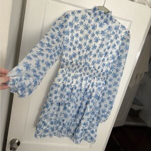 Floral Blue and White  Dress